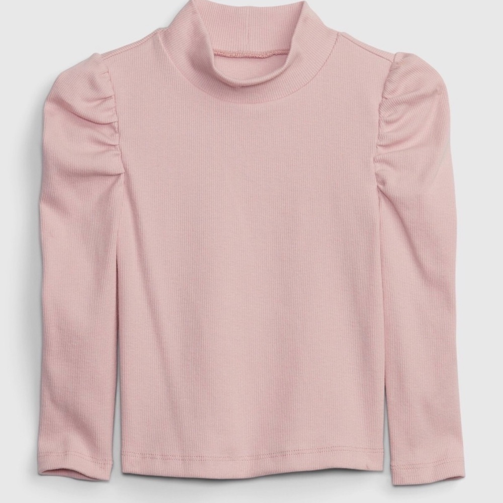 Gap baby Toddler Girl Puff Sleeve Ribbed Turtleneck Dusty Pink Shirt Size 3T - Picture 2 of 3
